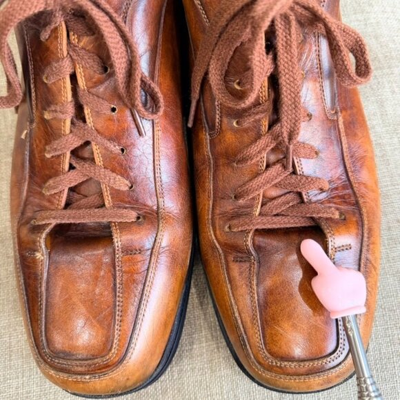 Santoni Club Leather Low-Top Oxford Sneakers – Brown (Size 10) - Picture 10 of 13